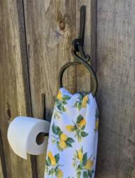 Circular Blacksmith Made Bathroom Hand Towel Holder With Matching Toilet Paper - thumbnail 1