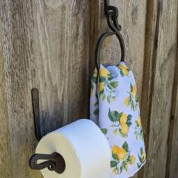 Circular Blacksmith Made Bathroom Hand Towel Holder With Matching Toilet Paper - thumbnail 2