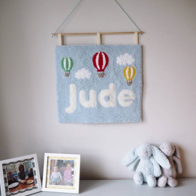 Custom Nursery Wall Hanging With Hot Air Balloons - image 1