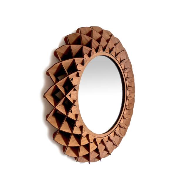 Round Mirror Made From Wood - image 1