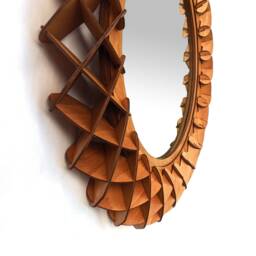 Round Mirror Made From Wood - thumbnail 3