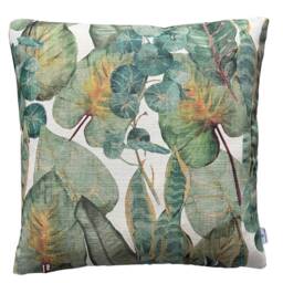 Tropical Leaves Cushion Cover Green & Yellow Plants With Golden Accent Botanical Design - thumbnail 3