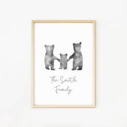 Personalised Baby Bear Family Watercolour Print, Personalise Name, Nursery Prints, Bespoke, New Baby, Boy, Girl, Gift, Wall Art, Home Print - thumbnail 2