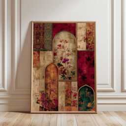 Persian Floral Arch Poster, Ornate Tapestry-style Art Print - thumbnail 1