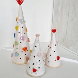 Handmade Ceramic Heart Tree Luminary Colorful Candle Lantern - thumbnail 3