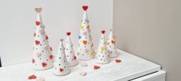 Handmade Ceramic Heart Tree Luminary Colorful Candle Lantern