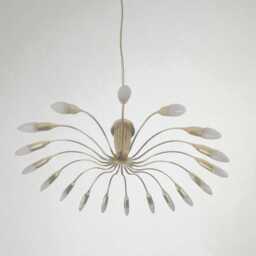 1950's Mid Century Modern Brass Italian Chandelier Stilnovo Style Kalmar 16 Arm - Vintage Ceiling Light - thumbnail 2