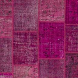 Handmade Pink Patchwork Rug Turkish Wool, Cotton Accent - thumbnail 4