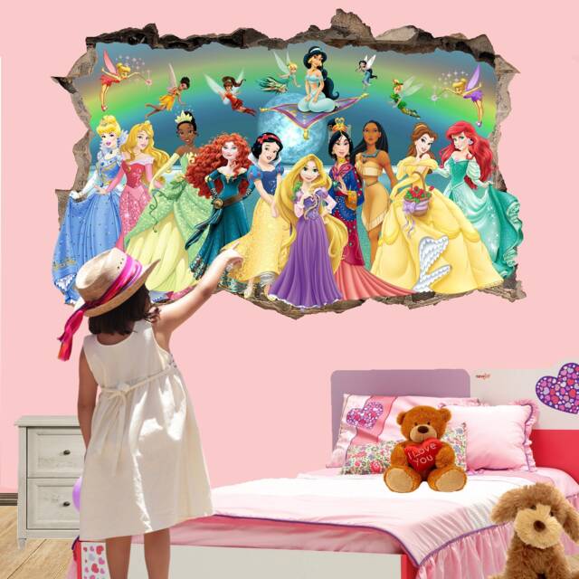 Famous Cartoon Princesses Fairies Wall Art Sticker Decal Mural Poster Girls Room Decor 1050 - image 1