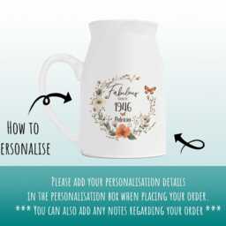 80Th Birthday Gift For Women - Fabulous Since 1946 Small Personalised Flower Pot Vase 80 Her Ladies Floral Design Nan Gran Bnl80 - thumbnail 2