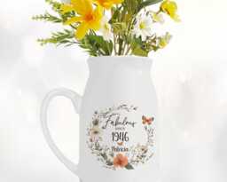 80Th Birthday Gift For Women - Fabulous Since 1946 Small Personalised Flower Pot Vase 80 Her Ladies Floral Design Nan Gran Bnl80 - thumbnail 1