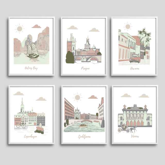 Nursery Wall Art, Travel Theme Nursery, Neutral Nursert, Terracotta, Beige, Gray, Green - image 1
