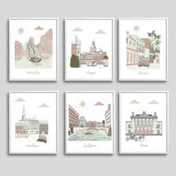 Nursery Wall Art, Travel Theme Nursery, Neutral Nursert, Terracotta, Beige, Gray, Green