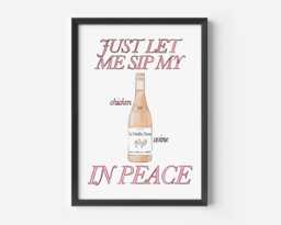 Just Let Me Sip My Chicken Wine in Peace Art Print Funny Kitchen Decor - Unframed - thumbnail 1