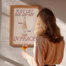 Just Let Me Sip My Chicken Wine in Peace Art Print Funny Kitchen Decor - Unframed - thumbnail 3