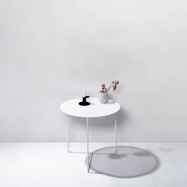 Side Table in White With Textured Metal Table Top Usable As Coffee Or Nightstand - image 1