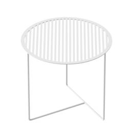 Side Table in White With Textured Metal Table Top Usable As Coffee Or Nightstand - thumbnail 2
