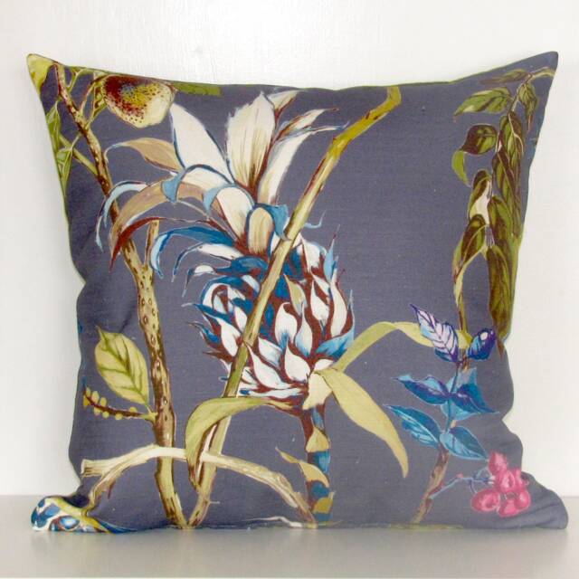 Orchard Design, Decadent Botanical Cushion Cover. Moss Velvet Reverse - image 1