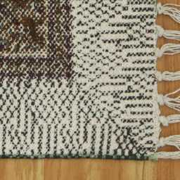 Brown Floral Cotton Rug, Hand Block Printed Runner - thumbnail 4