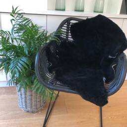 Black Shearling Sheepskin, Upholstery Fabric, Black Interior Decor, Accessories, Chair Cover, Bed Throw, Hygge, Fu - thumbnail 4