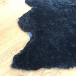 Black Shearling Sheepskin, Upholstery Fabric, Black Interior Decor, Accessories, Chair Cover, Bed Throw, Hygge, Fu - thumbnail 3