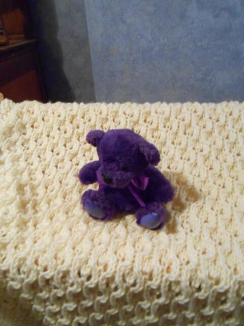 Cream Colored Handmade Hand - Knitted Baby Afghan Or Blanket Chunky Weight Yarn - image 1