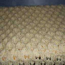 Cream Colored Handmade Hand - Knitted Baby Afghan Or Blanket Chunky Weight Yarn - thumbnail 2
