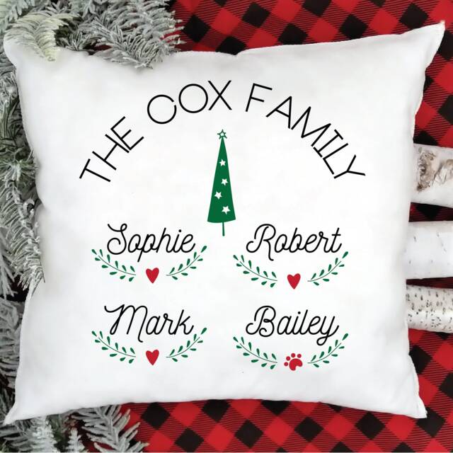 Personalised Family Christmas Cushion With Heart & Paw Prints/Xmas 2020 Decorations Home Decor The Name