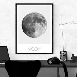 Earth & Moon, Minimalistic Poster, Minimalist Print, Black White Poster - Home Decoration Wall Art Mdrn Home - thumbnail 3