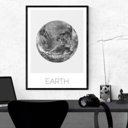 Earth & Moon, Minimalistic Poster, Minimalist Print, Black White Poster - Home Decoration Wall Art Mdrn Home - thumbnail 2