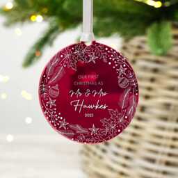 Personalised Mr & Mrs First Christmas Ornament Mirror Acrylic Keepsake