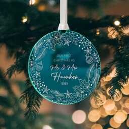 Personalised Mr & Mrs First Christmas Ornament Mirror Acrylic Keepsake - thumbnail 4