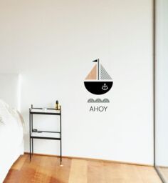 Ahoy Ship Wall Sticker Decal - Quotes, Decals, Words, Inspiration, Decor, Family - thumbnail 1
