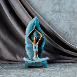 Leafy Yoga Woman Statue Namaste Girl Meditating Sculpture, Home Office Bookshelf & Sideboard Decor - thumbnail 3