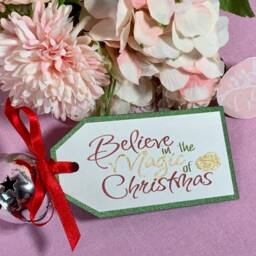 Christmas Believe Bell Ornament Silver Cow Bell, Satin Ribbon - thumbnail 3