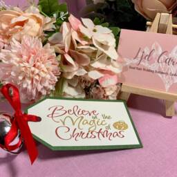 Christmas Believe Bell Ornament Silver Cow Bell, Satin Ribbon - thumbnail 2
