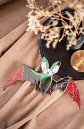 Blue Gothic Suncatcher Bat Halloween Stained Glass Horror Home Decor Spooky Window Wall Hanging Dark Cling Witch Gift - thumbnail 1