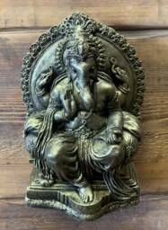 Stone Garden Ganesh Elephant God Cute Buddha Wall Plaque Bronzed Statue Ornament