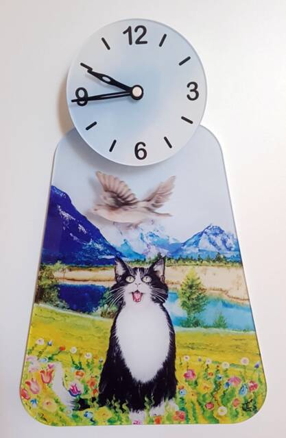 Clock Pendulum, Cat Bird Pendulum Wall - Pendelart Acrylic Clocks With Character - image 1
