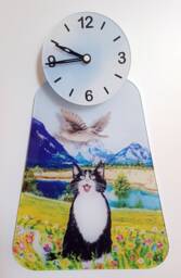 Clock Pendulum, Cat Bird Pendulum Wall - Pendelart Acrylic Clocks With Character