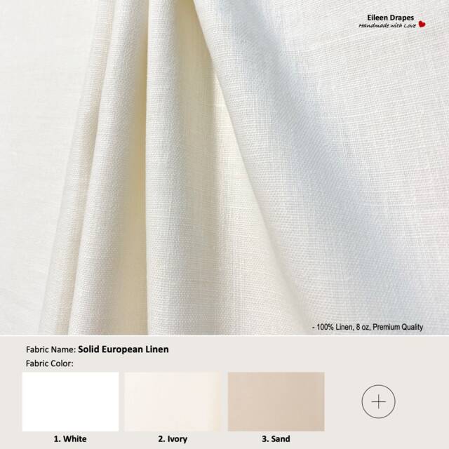 Solid European Linen 23 Colors 100% Linen Curtain, Valance Extra Width, Length, Pleated, Lined Drapery Panel Offered As Upgrades - image 1