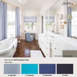 Solid European Linen 23 Colors 100% Linen Curtain, Valance Extra Width, Length, Pleated, Lined Drapery Panel Offered As Upgrades - thumbnail 3