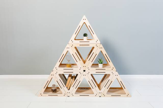 Triangle Shelf - Wooden Shelves Handmade Bookcase Custom Home D??cor Shelf Beautiful Triangular Wooden Gift For Her - image 1