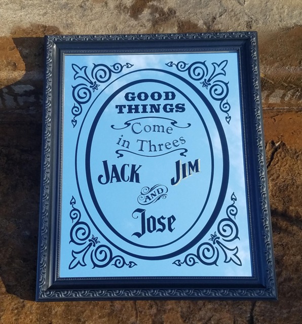 Laser Engraved Mirror, Bar Decor, Man Cave Wall Art, Jack Daniels, Jim Beam, Jose Cuervo, And - image 1