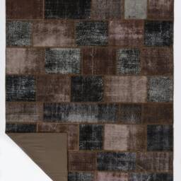 8 X 10 Brown Handmade Turkish Patchwork Rug - thumbnail 2