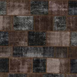 8 X 10 Brown Handmade Turkish Patchwork Rug - thumbnail 4