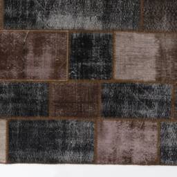 8 X 10 Brown Handmade Turkish Patchwork Rug - thumbnail 3