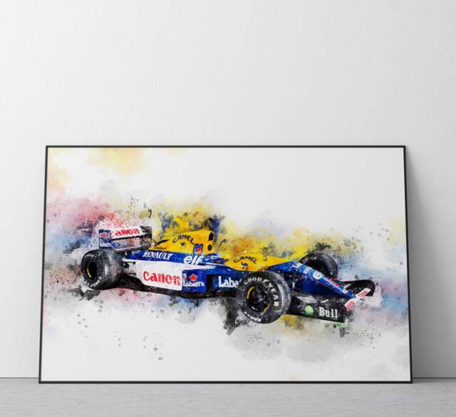 Williams Racing Fw14B Watercolor Art Print F1 Car Poster Ref #67 - image 1