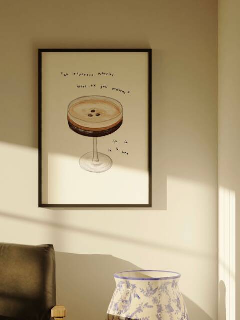 Espresso Martini Print - Humorous Cocktail Poster, Kitchen Wall Art - image 1