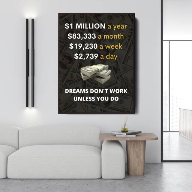 1 Million Road To Success - Canvas Money Canvas - Motivation Millionaire Billionaire Rich - image 1